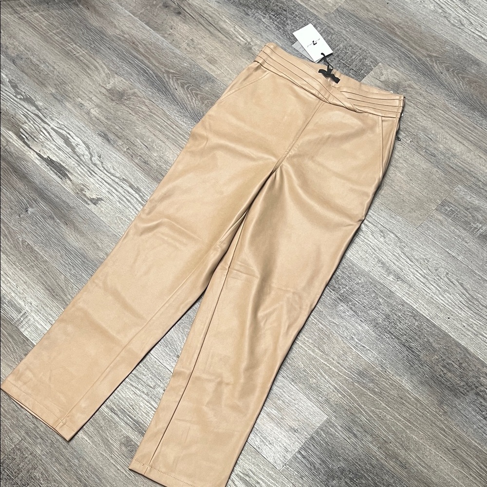 7 FOR ALL MAN KIND Beige Faux Leather Pants